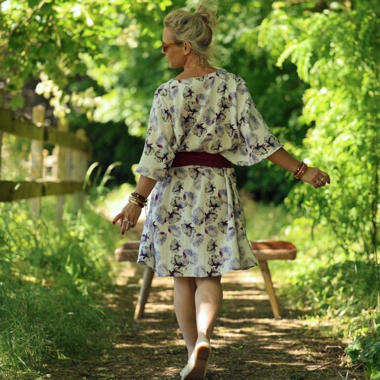 Quintessence - Robe Joanne — Double gaze de coton aquarelle chardon – Taille unique