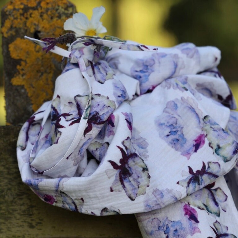 Quintessence - Robe Joanne — Double gaze de coton aquarelle chardon – Taille unique