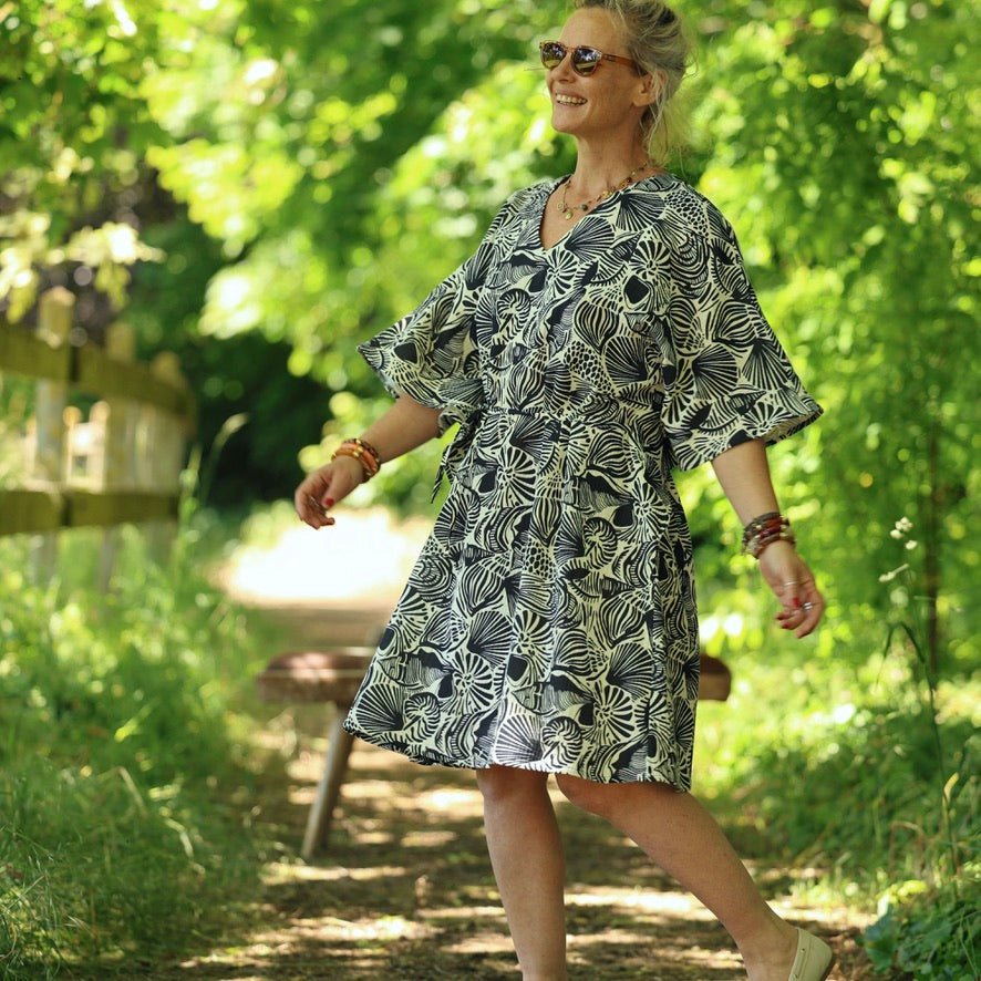 robe joanne double gaze de coton coquillages 1278278 Quintessence - Robe Joanne — Double gaze de coton coquillages – Taille unique