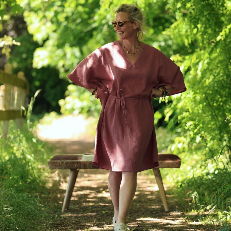 Quintessence - Robe Joanne — Double gaze de coton terracotta – Taille unique