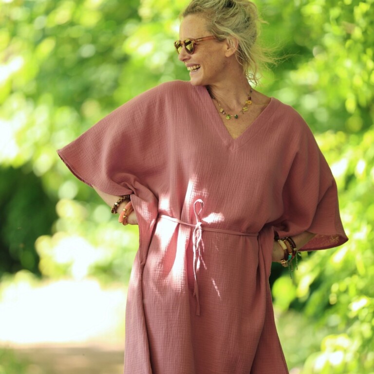 Quintessence - Robe Joanne — Double gaze de coton terracotta – Taille unique