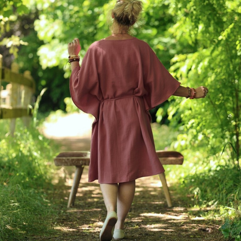 Quintessence - Robe Joanne — Double gaze de coton terracotta – Taille unique
