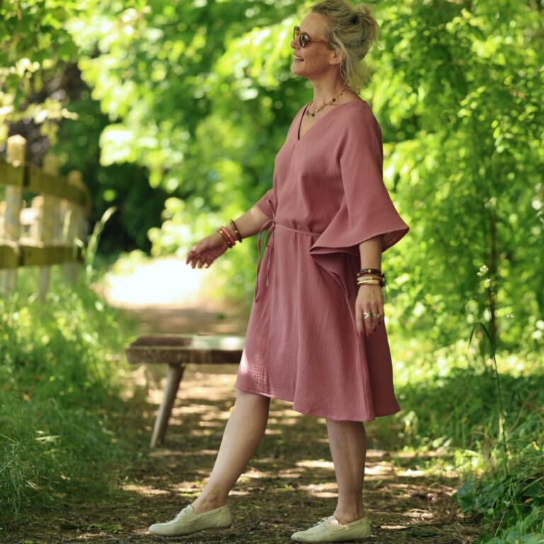 Quintessence - Robe Joanne — Double gaze de coton terracotta – Taille unique