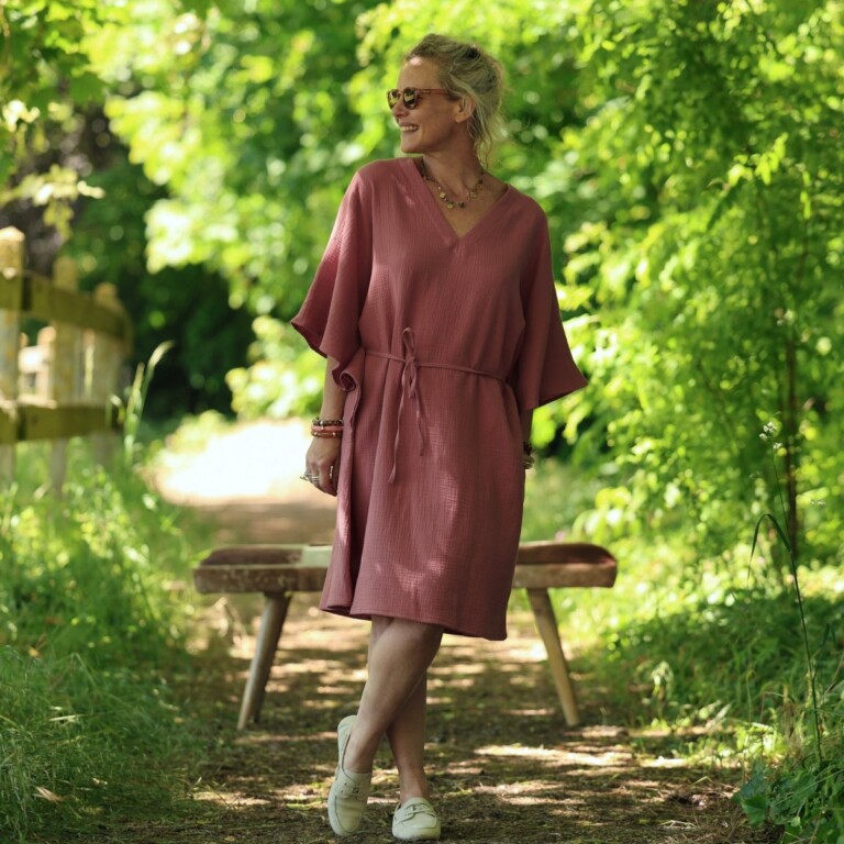 Quintessence - Robe Joanne — Double gaze de coton terracotta – Taille unique