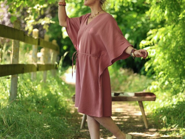 robe joanne double gaze de coton terracotta 7828457 Quintessence - Robe Joanne — Double gaze de coton terracotta – Taille unique