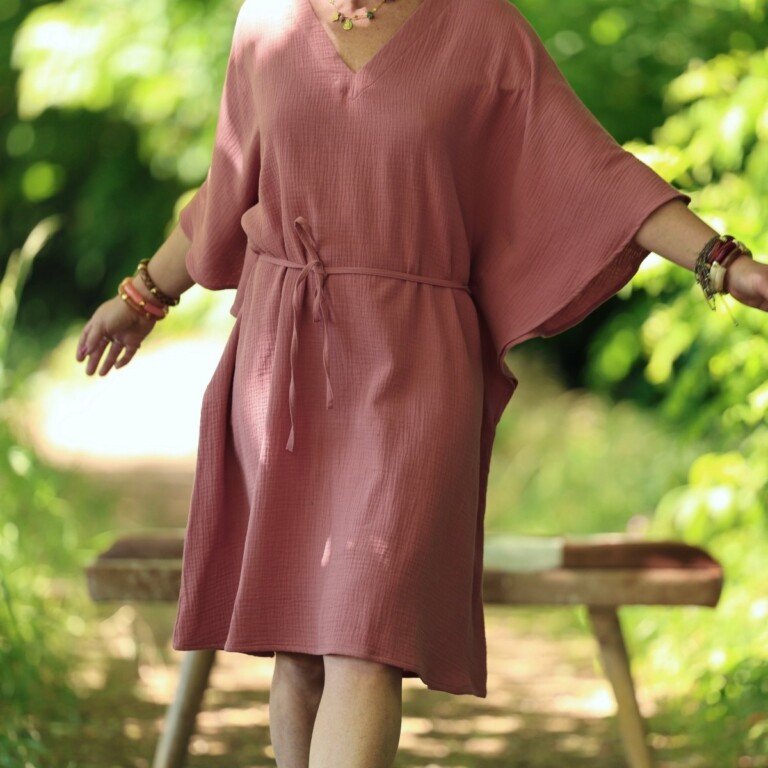 Quintessence - Robe Joanne — Double gaze de coton terracotta – Taille unique