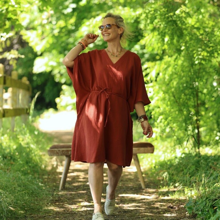 robe joanne double gaze de coton terre de sienne 3512609 Quintessence - Robe Joanne — Double gaze de coton terre de Sienne – Taille unique