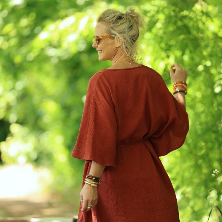 Quintessence - Robe Joanne — Double gaze de coton terre de Sienne – Taille unique
