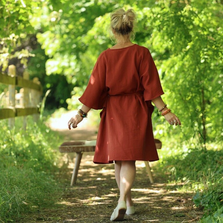 Quintessence - Robe Joanne — Double gaze de coton terre de Sienne – Taille unique