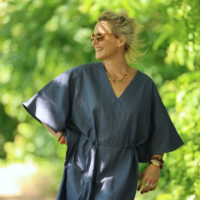 Quintessence - Robe Joanne — Lin bleu jeans – Taille unique