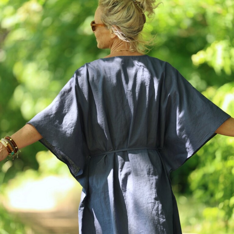 Quintessence - Robe Joanne — Lin bleu jeans – Taille unique