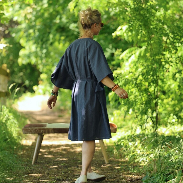 Quintessence - Robe Joanne — Lin bleu jeans – Taille unique