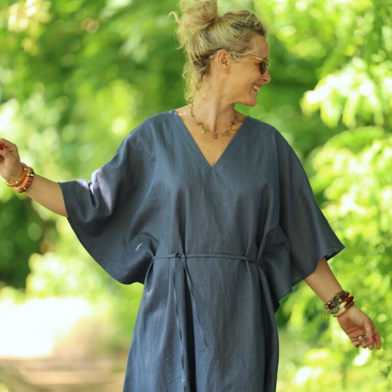 Quintessence - Robe Joanne — Lin bleu jeans – Taille unique