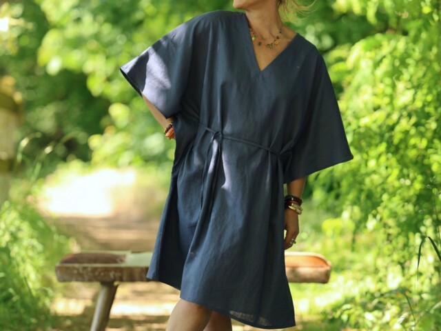 robe joanne lin bleu jeans 4347037 Quintessence - Robe Joanne — Lin bleu jeans – Taille unique
