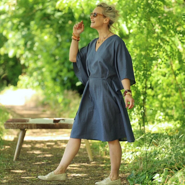 Quintessence - Robe Joanne — Lin bleu jeans – Taille unique