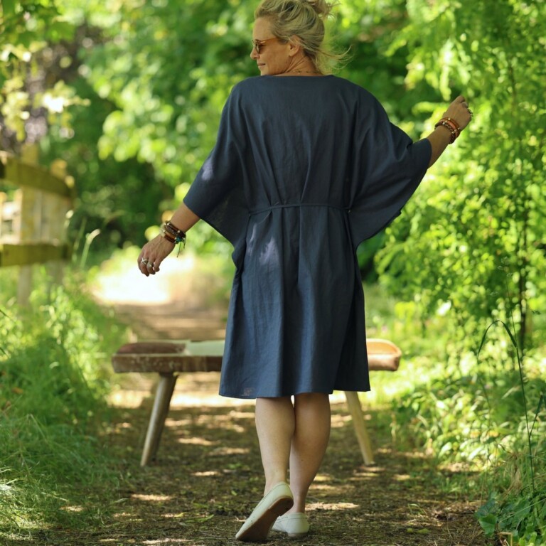 Quintessence - Robe Joanne — Lin bleu jeans – Taille unique