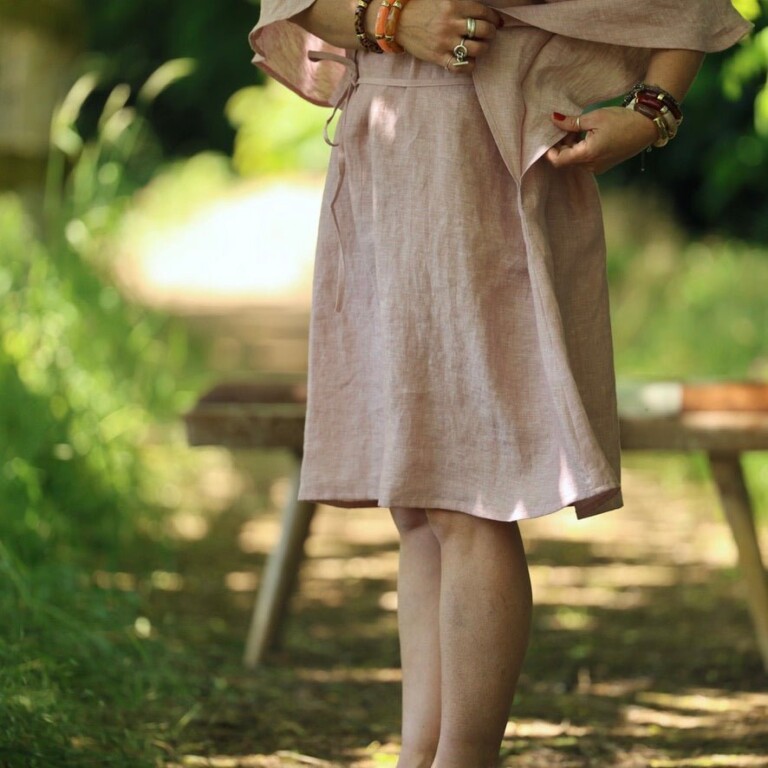 Quintessence - Robe Joanne — Lin chiné rose poudré – Taille unique