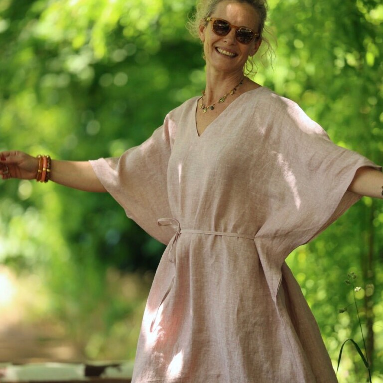 Quintessence - Robe Joanne — Lin chiné rose poudré – Taille unique