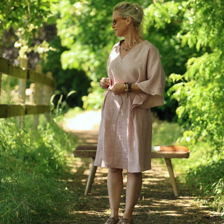 Quintessence - Robe Joanne — Lin chiné rose poudré – Taille unique