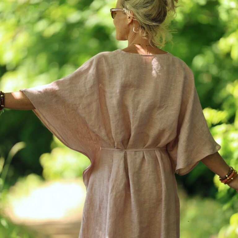 Quintessence - Robe Joanne — Lin chiné rose poudré – Taille unique