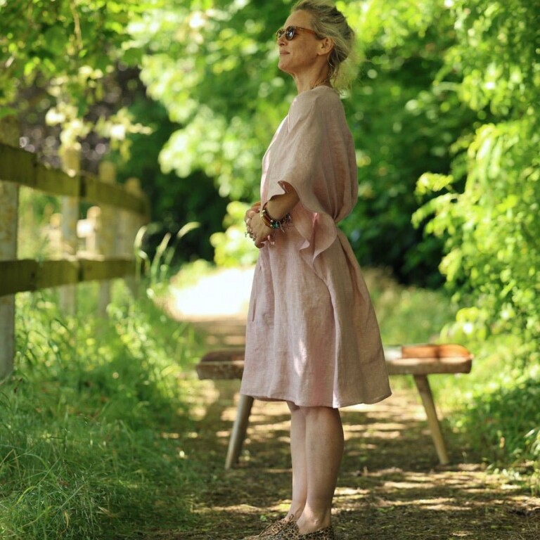 Quintessence - Robe Joanne — Lin chiné rose poudré – Taille unique