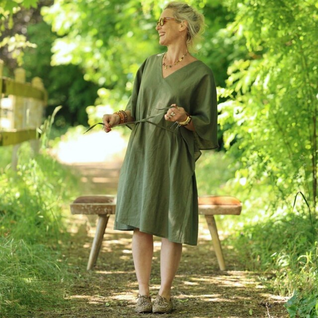 Quintessence - Robe Joanne — Lin kaki – Taille unique
