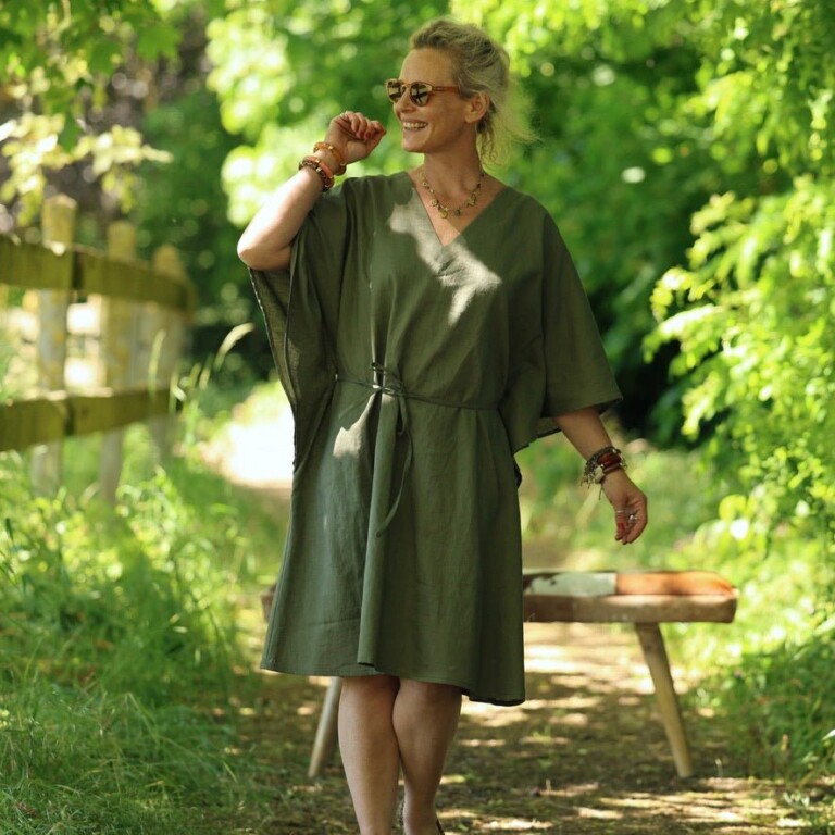 Quintessence - Robe Joanne — Lin kaki – Taille unique