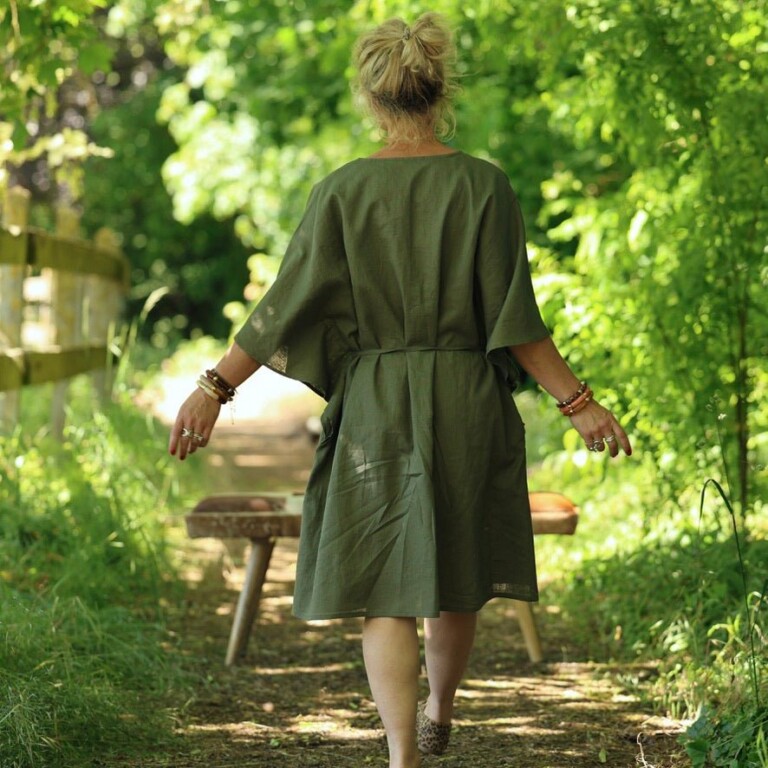 Quintessence - Robe Joanne — Lin kaki – Taille unique