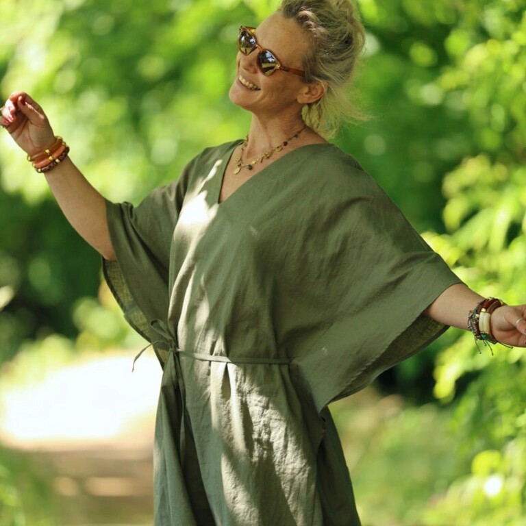 Quintessence - Robe Joanne — Lin kaki – Taille unique