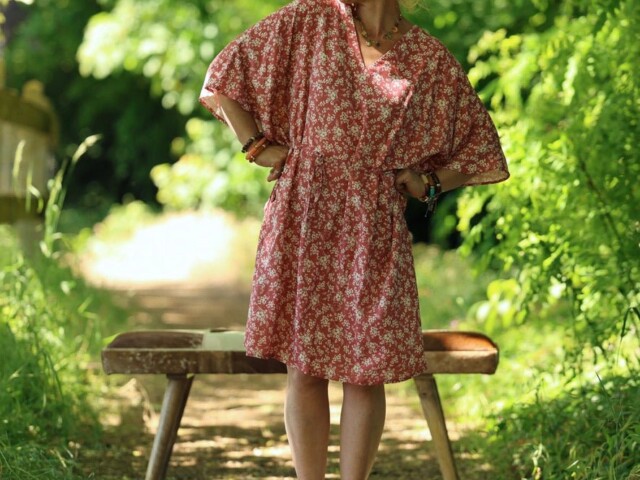 Quintessence - Robe Joanne — Viscose fleurs des dunes – Taille unique