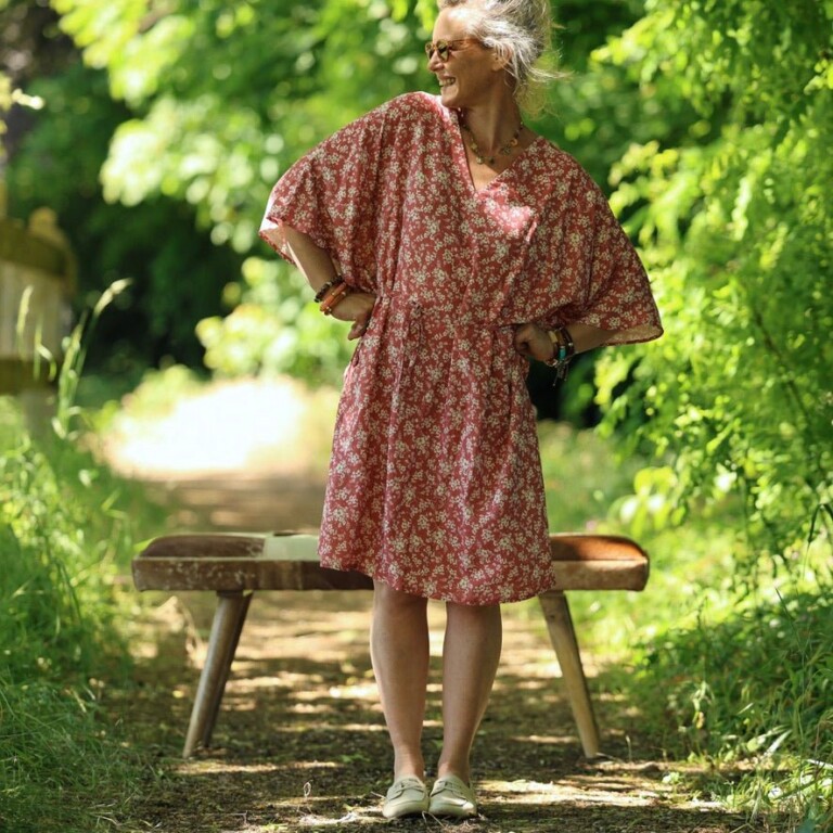 robe joanne viscose fleurs des dunes 1614716 Quintessence - Robe Joanne — Viscose fleurs des dunes – Taille unique