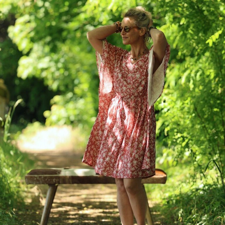 Quintessence - Robe Joanne — Viscose fleurs des dunes – Taille unique