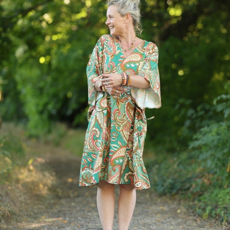 Quintessence - Robe Joanne — Viscose vert lumière – Taille unique