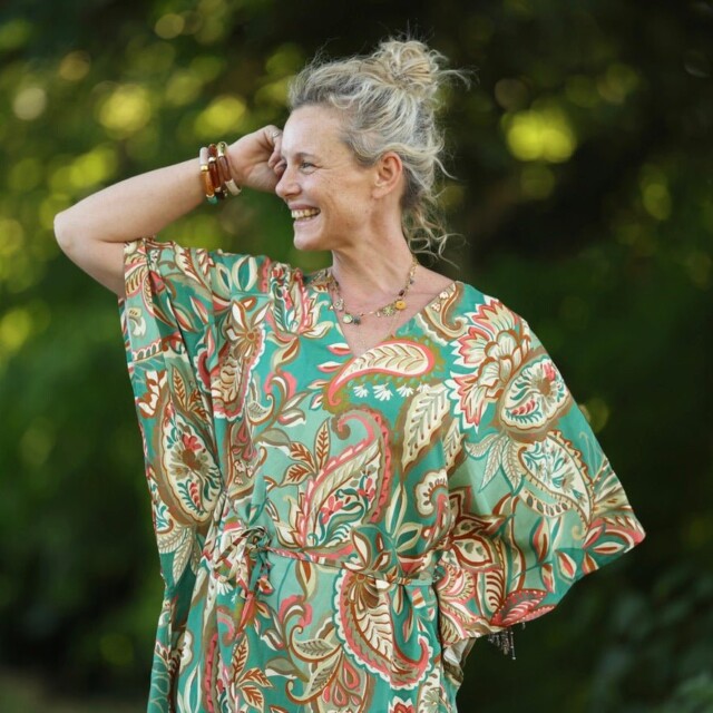 Quintessence - Robe Joanne — Viscose vert lumière – Taille unique