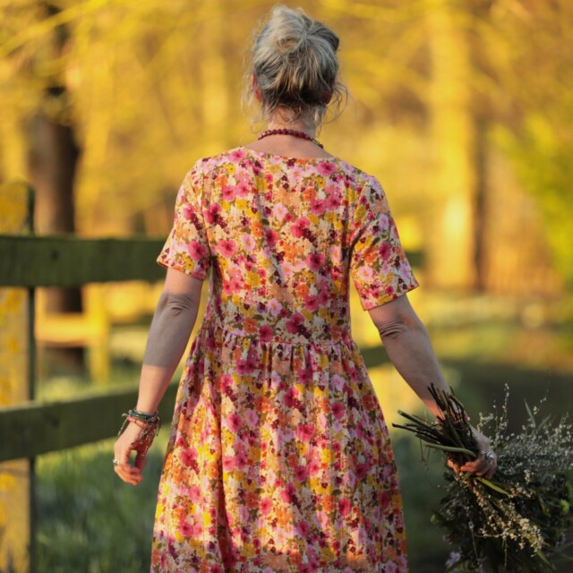 Meta SS25 - Robe Juliette - Double gaze de coton “Fleurs en Feu” – L