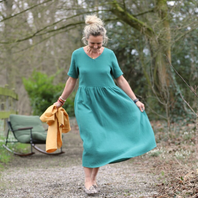 Meta SS25 - Robe Juliette - double gaze de coton vert printemps – XXL