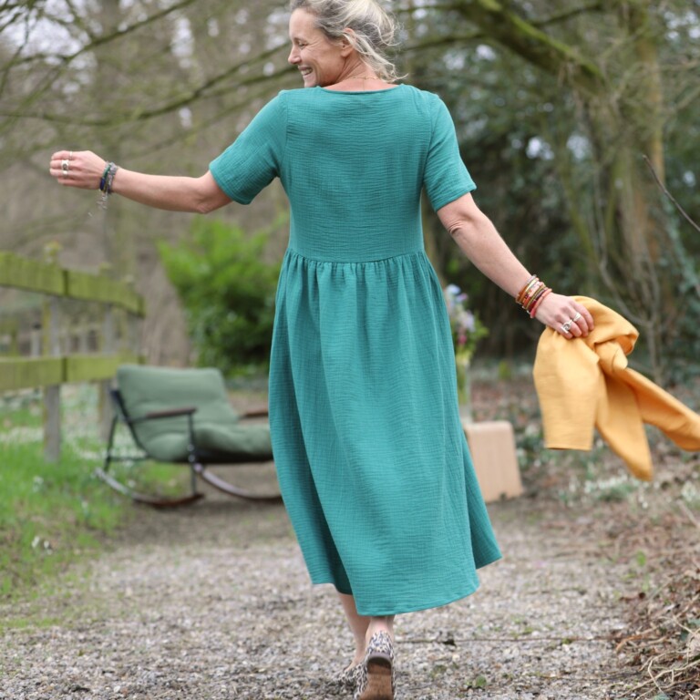 Meta SS25 - Robe Juliette - double gaze de coton vert printemps – XXL