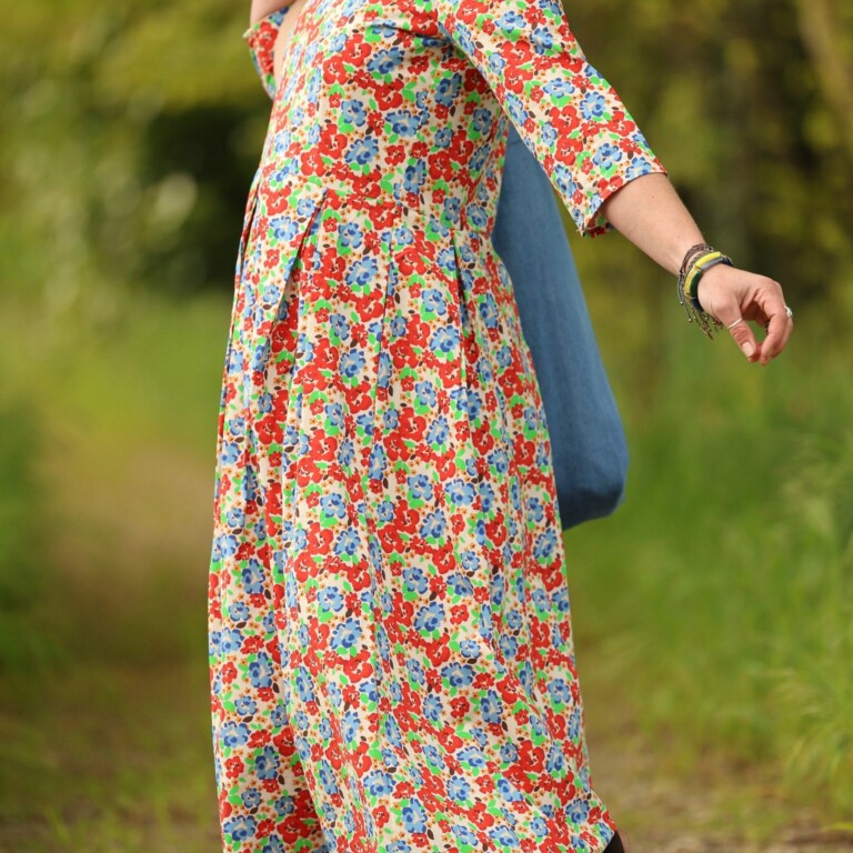 Quintessence - Robe Louisa manches 3/4 – Coton coquelicots – XXL