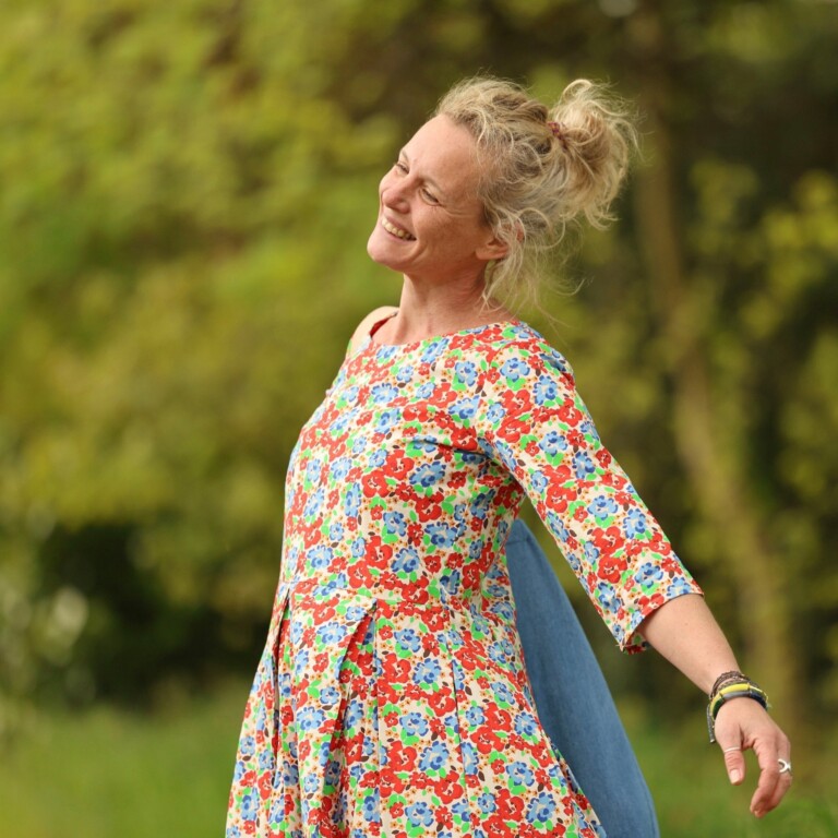 Quintessence - Robe Louisa manches 3/4 – Coton coquelicots – XXL