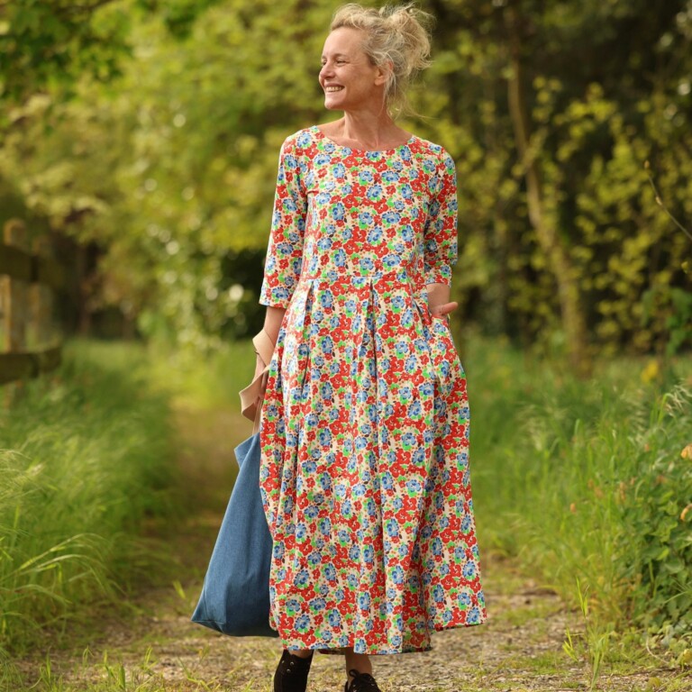 robe louisa manches 34 coton coquelicots 6548370 Quintessence - Robe Louisa manches 3/4 – Coton coquelicots – XXL