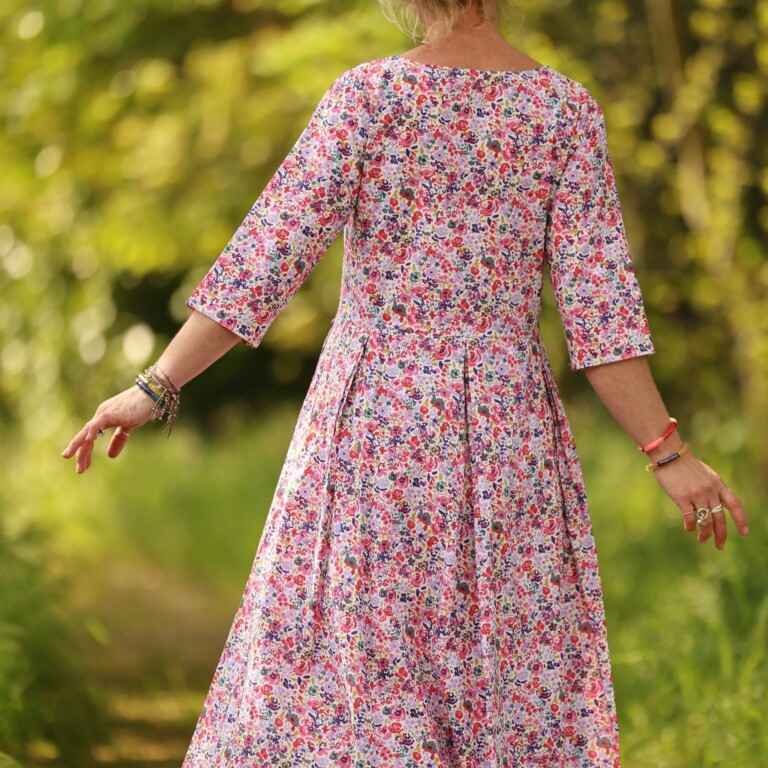 Quintessence - Robe Louisa manches 3/4 – Coton floral impressionniste – S