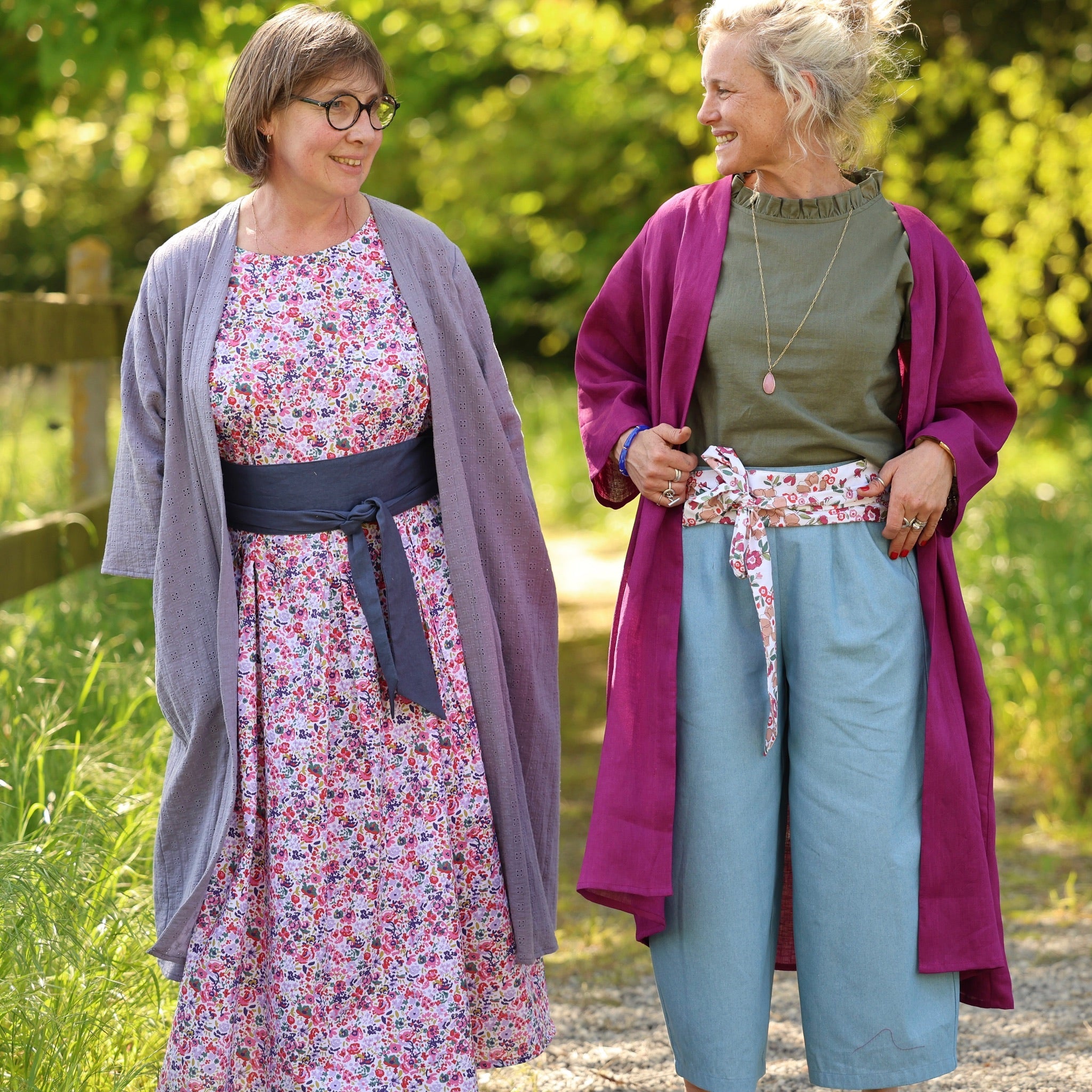Quintessence - Robe Louisa manches 3/4 – Coton floral impressionniste – S