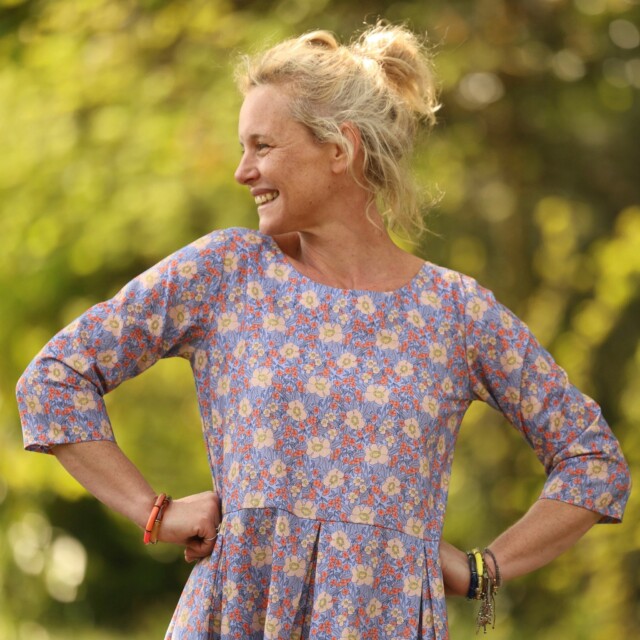 Quintessence - Robe Louisa manches 3/4 – Coton matin provençal – XXL
