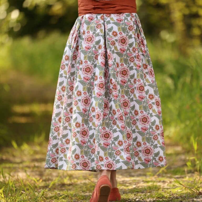 Quintessence - Robe Louisa manches 3/4 – Coton roseraie sauvage – XL