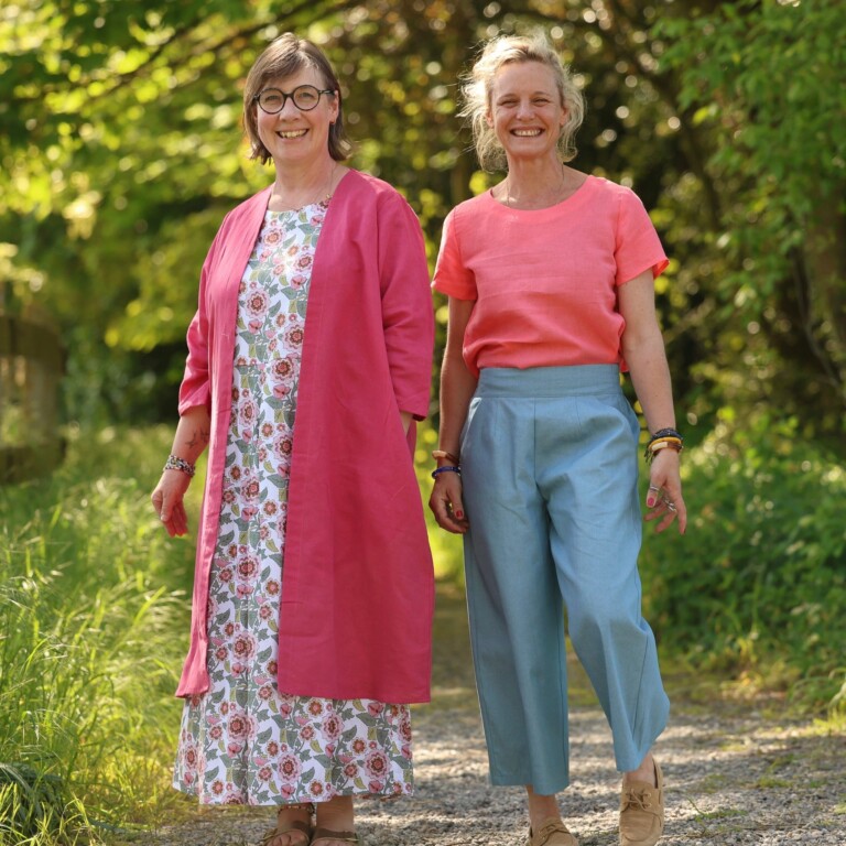 Quintessence - Robe Louisa manches 3/4 – Coton roseraie sauvage – XL