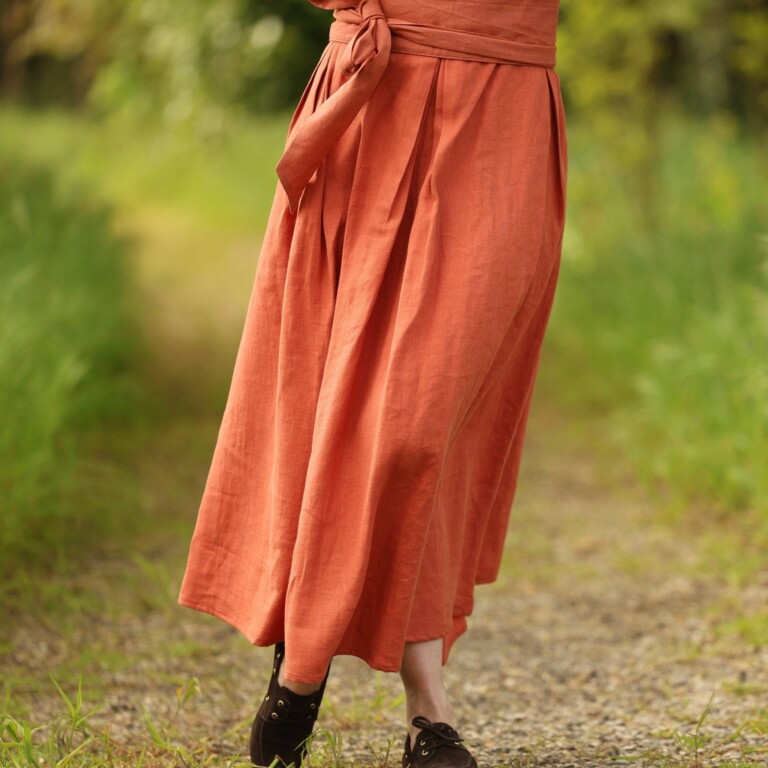 Quintessence - Robe Louisa manches 3/4 – Lin terre cuite – S