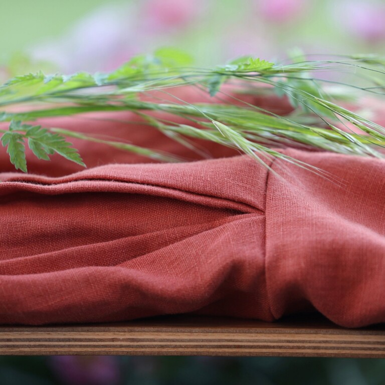 Quintessence - Robe Louisa manches 3/4 – Lin terre cuite – S