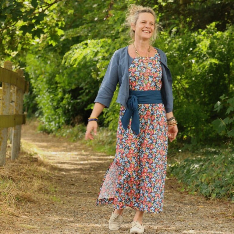 Quintessence - Robe Sybille — Coton lavé Fleurs de juin – XXL