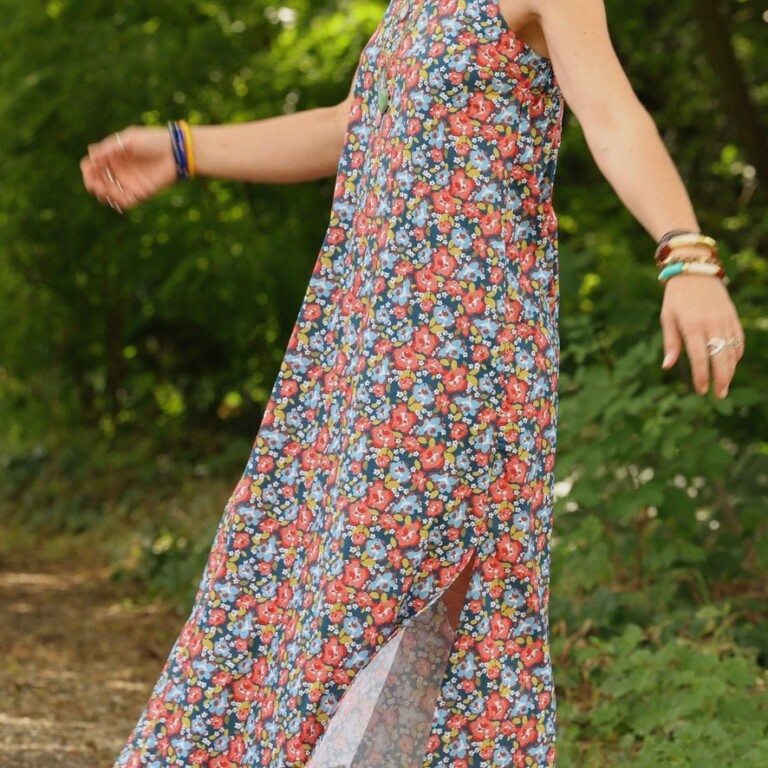 Quintessence - Robe Sybille — Coton lavé Fleurs de juin – XXL
