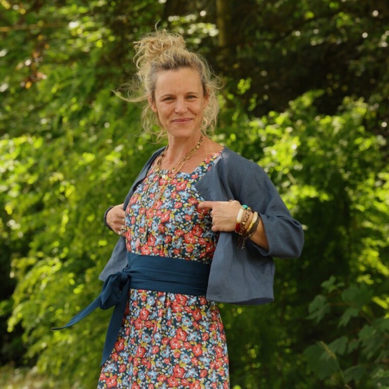 Quintessence - Robe Sybille — Coton lavé Fleurs de juin – XXL